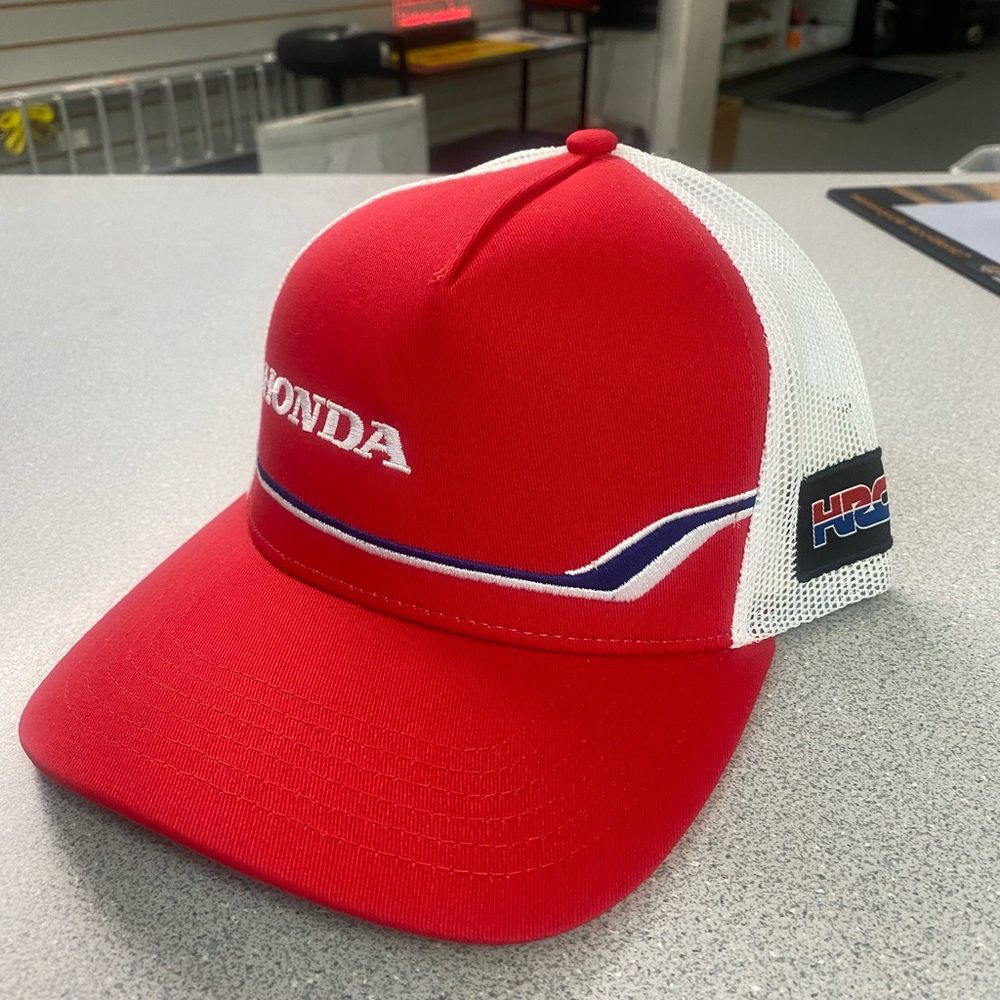 Red and White Trucker Hat Honda Racing Powersports